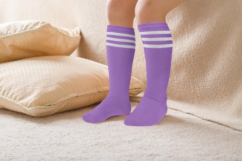 Benefeet Sox Kids Soccer Socks Toddler Knee High Tube Long Socks Soft for Girls Three Stripes Youth Cotton Soccer Socks - Image 5